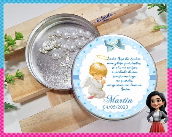 Mini Terço na Latinha Lembrancinha de Batizado