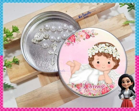 Mini Terço na Latinha Lembrancinha de Batizado