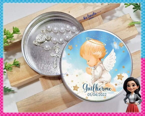 Mini Terço na Latinha Lembrancinha de Batizado