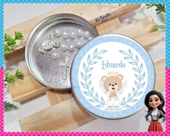 Mini Terço na Latinha Lembrancinha de Batizado