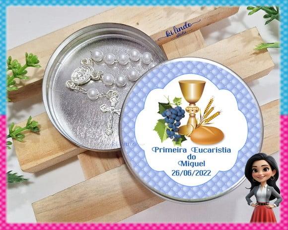 Mini Terço na Latinha Lembrancinha de Batizado
