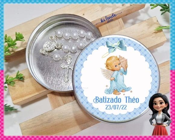 Mini Terço na Latinha Lembrancinha de Batizado