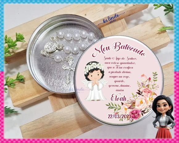 Mini Terço na Latinha Lembrancinha de Batizado