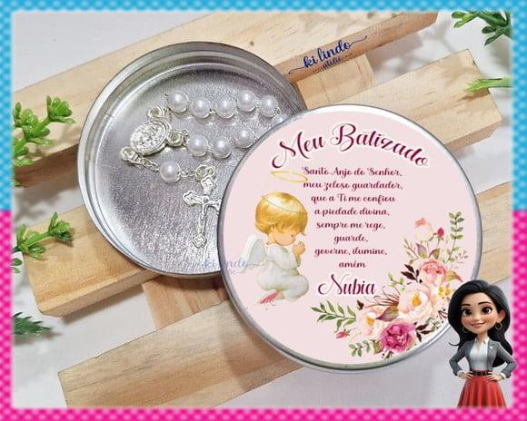 Mini Terço na Latinha Lembrancinha de Batizado