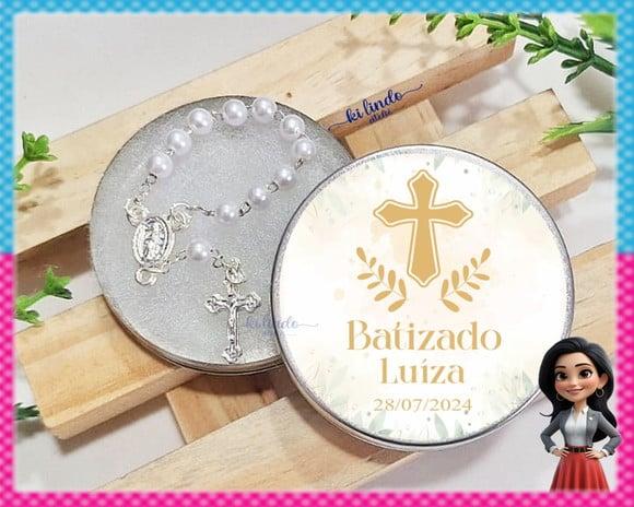 Mini Terço na Latinha Lembrancinha de Batizado