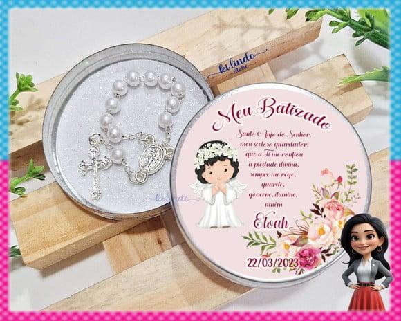 Mini Terço na Latinha Lembrancinha de Batizado
