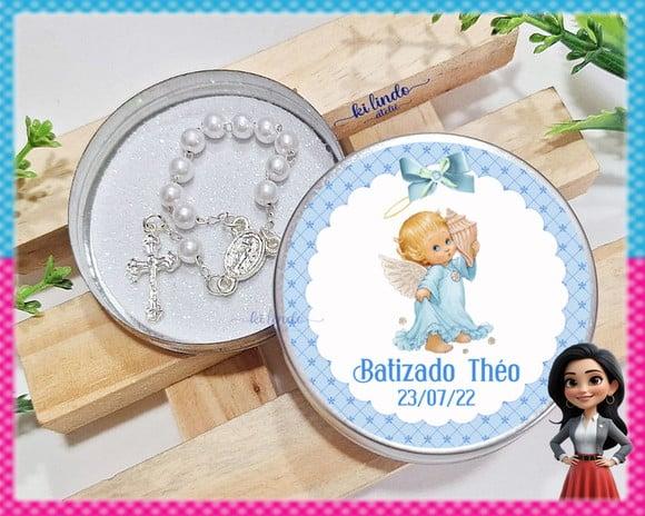 Mini Terço na Latinha Lembrancinha de Batizado