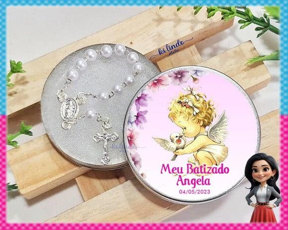 Mini Terço na Latinha Lembrancinha de Batizado