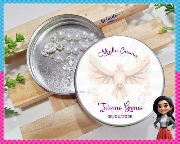 Mini Terço na Latinha Lembrancinha de Crisma