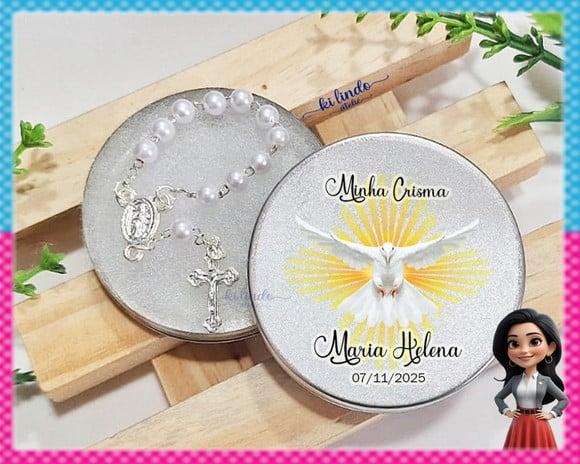 Mini Terço na Latinha Lembrancinha de Crisma