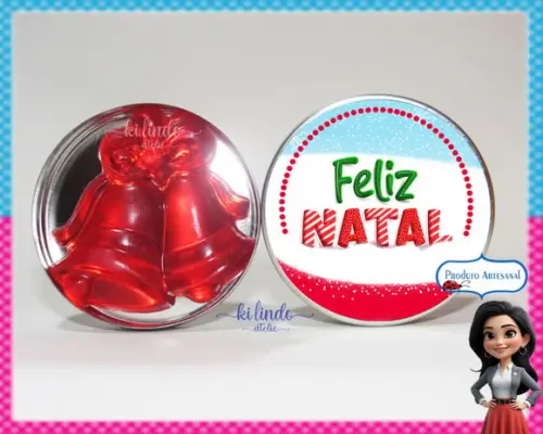 Lembrancinha de Natal Sabonete Sino na Latinha Morango