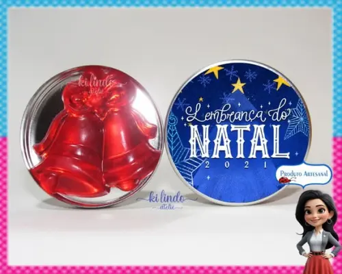 Lembrancinha de Natal Sabonete Sino na Latinha Morango