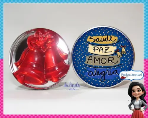 Lembrancinha de Natal Sabonete Sino na Latinha Morango