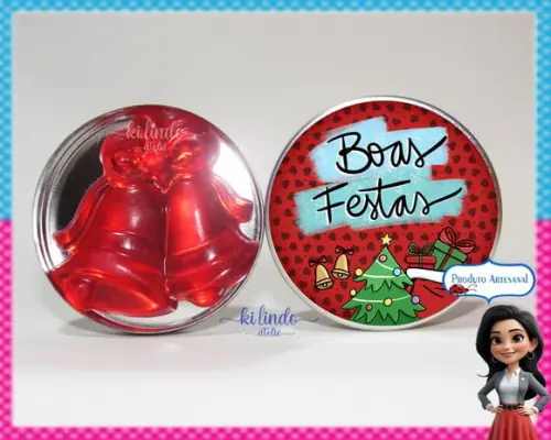 Lembrancinha de Natal Sabonete Sino na Latinha Morango