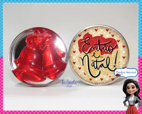 Lembrancinha de Natal Sabonete Sino na Latinha Morango