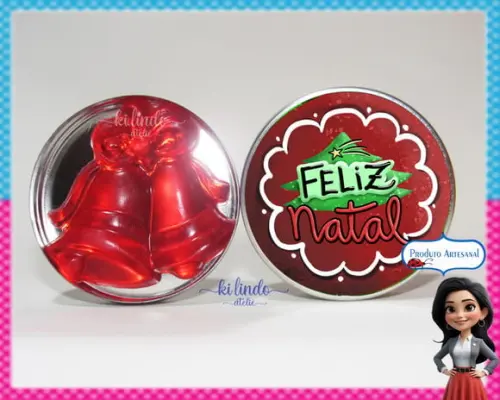 Lembrancinha de Natal Sabonete Sino na Latinha Morango