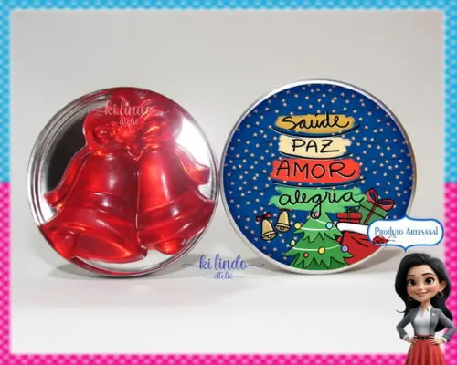 Lembrancinha de Natal Sabonete Sino na Latinha Morango