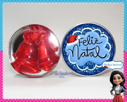 Lembrancinha de Natal Sabonete Sino na Latinha Morango