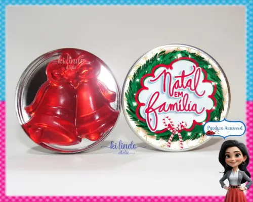 Lembrancinha de Natal Sabonete Sino na Latinha Morango