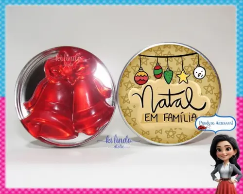 Lembrancinha de Natal Sabonete Sino na Latinha Morango
