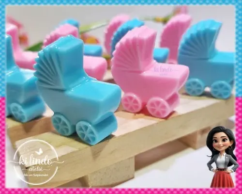 Mini Sabonete Carrinho de Bebê Chá Revelação