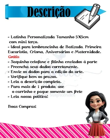 Mini Terço na Latinha Lembrancinha de Batizado