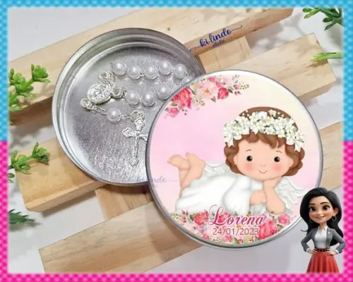 Mini Terço na Latinha Lembrancinha de Batizado