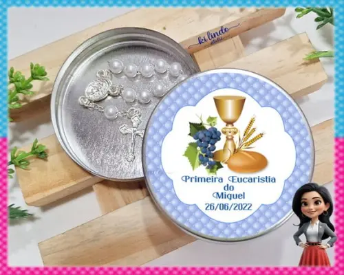 Mini Terço na Latinha Lembrancinha de Batizado
