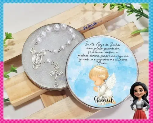 Mini Terço na Latinha Lembrancinha de Batizado