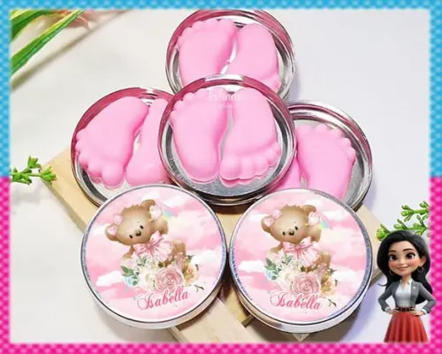 Sabonete de Pezinho na Latinha Personalizada Ursinha