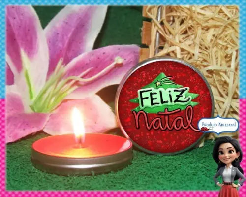 Vela na Latinha Lembrancinha de Natal