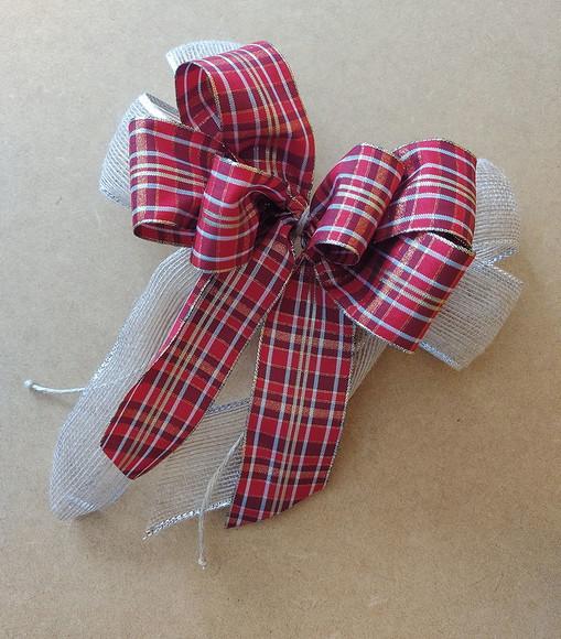 Laço para Árvore de Natal - Fita de Juta com Xadrez Vermelho