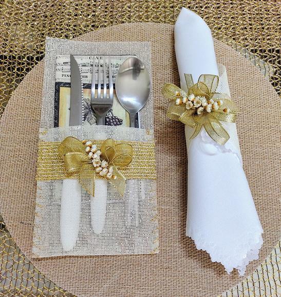 Kit Sousplat mdf com Porta Guardanapo e Porta Talheres