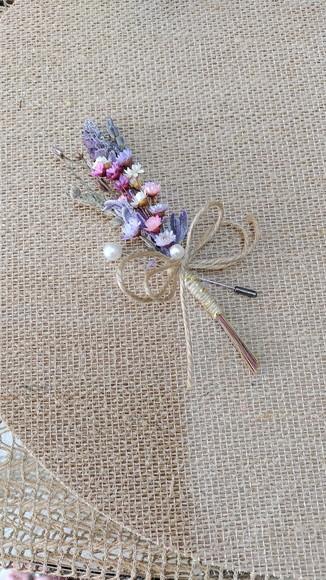 Lapela ou Corsage - Lavanda e Flores Secas