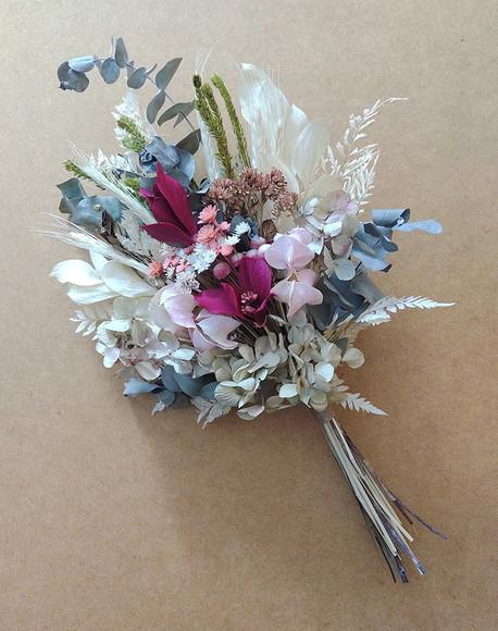 Mini Buque com Flores Desidratadas - Marsala com Rosa