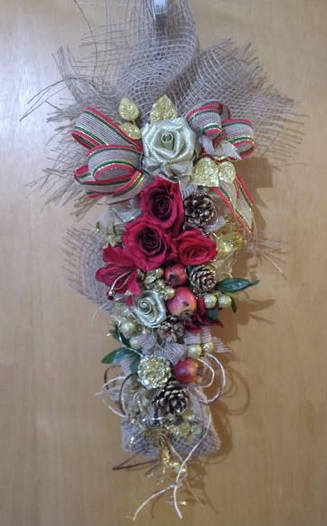 Pingente de Porta - Natal com Rosas Vermelhas