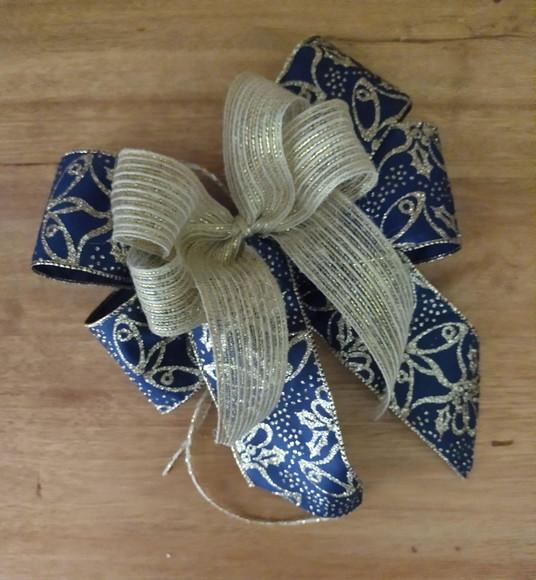 Laço de Natal - Azul Marinho com Ouro
