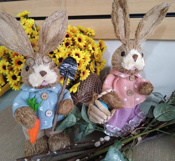 Casal de Coelhos Rústicos (35cm)