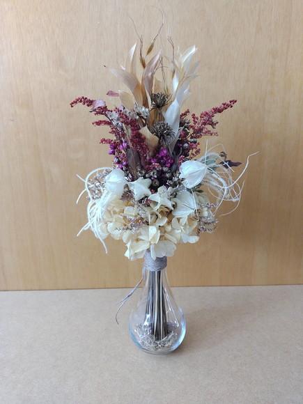 Arranjo com Flores Desidratadas no Vidro de Lampada (35cm)