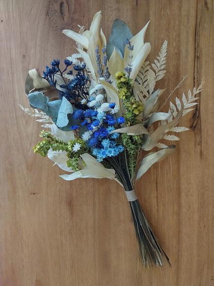 Mini Buque com Flores Desidratadas (35cm) - Azul