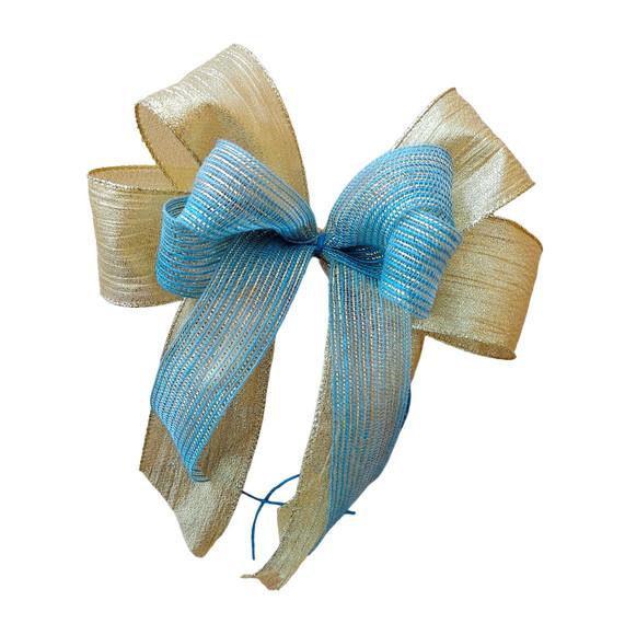 Laço de Natal G - Dourado com Azul