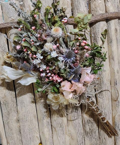 Buquê Flores Desidratadas P - Verde com Salmão