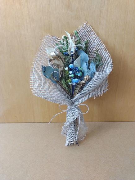 Mini Buque com Flores Desidratadas - Azul (30cm)