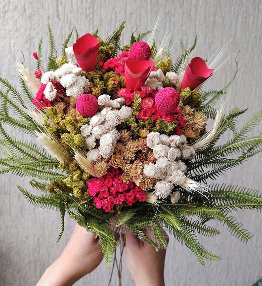 Buquê de Flores Desidratadas - Vermelho