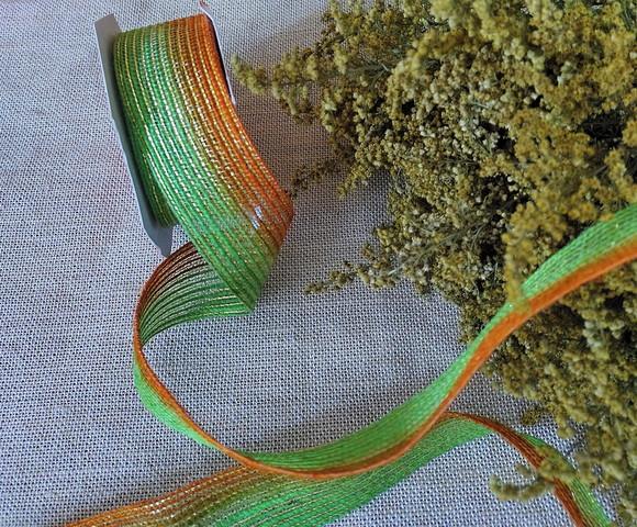 Fita de Juta Degradee 7638 Laranja | Verde Lima Largura 38mm