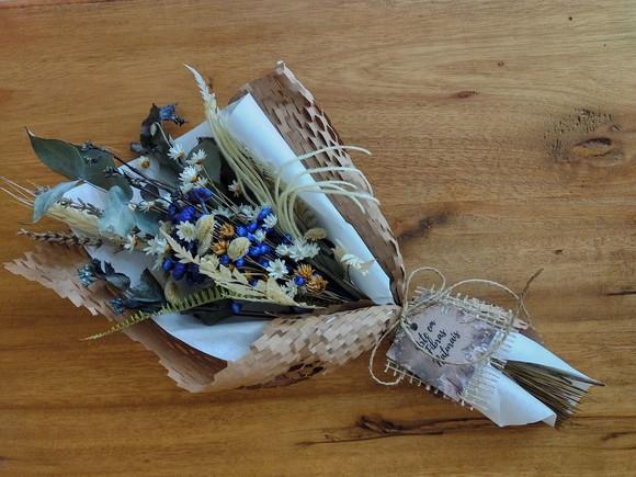 Mini Buque Flores Desidratadas - Azul (25cm)