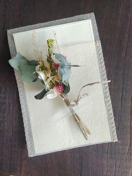 Cartão Felicitações com Buque Flores Desidratadas - Lilás