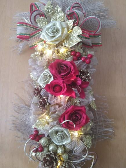 Pingente de Porta - Natal com Rosas Vermelhas