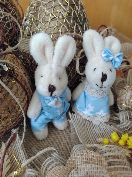Casal de Coelhinhos (8cm) - Azul