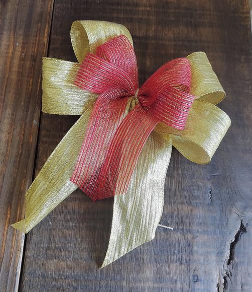 Laço de Natal G - Dourado com Vermelho
